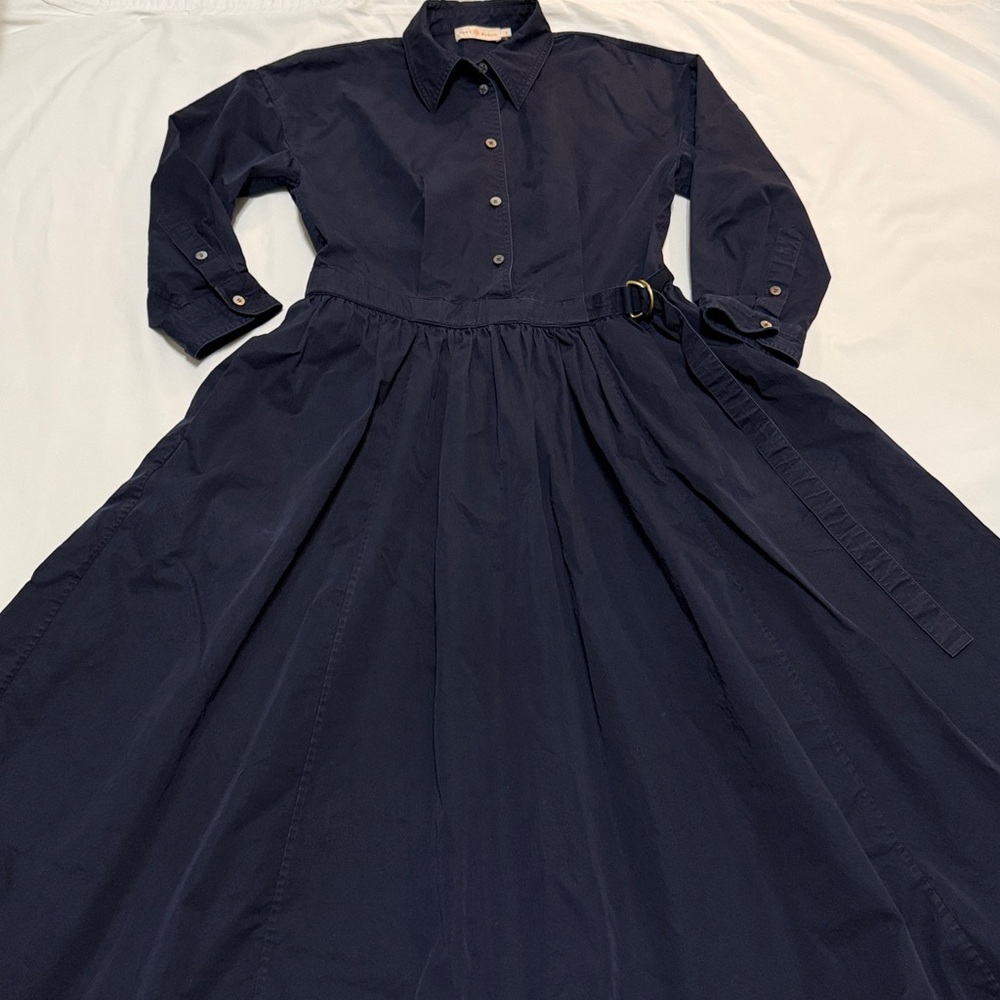 Tory Burch  Navy Midi Flare Dress Cotton size 8